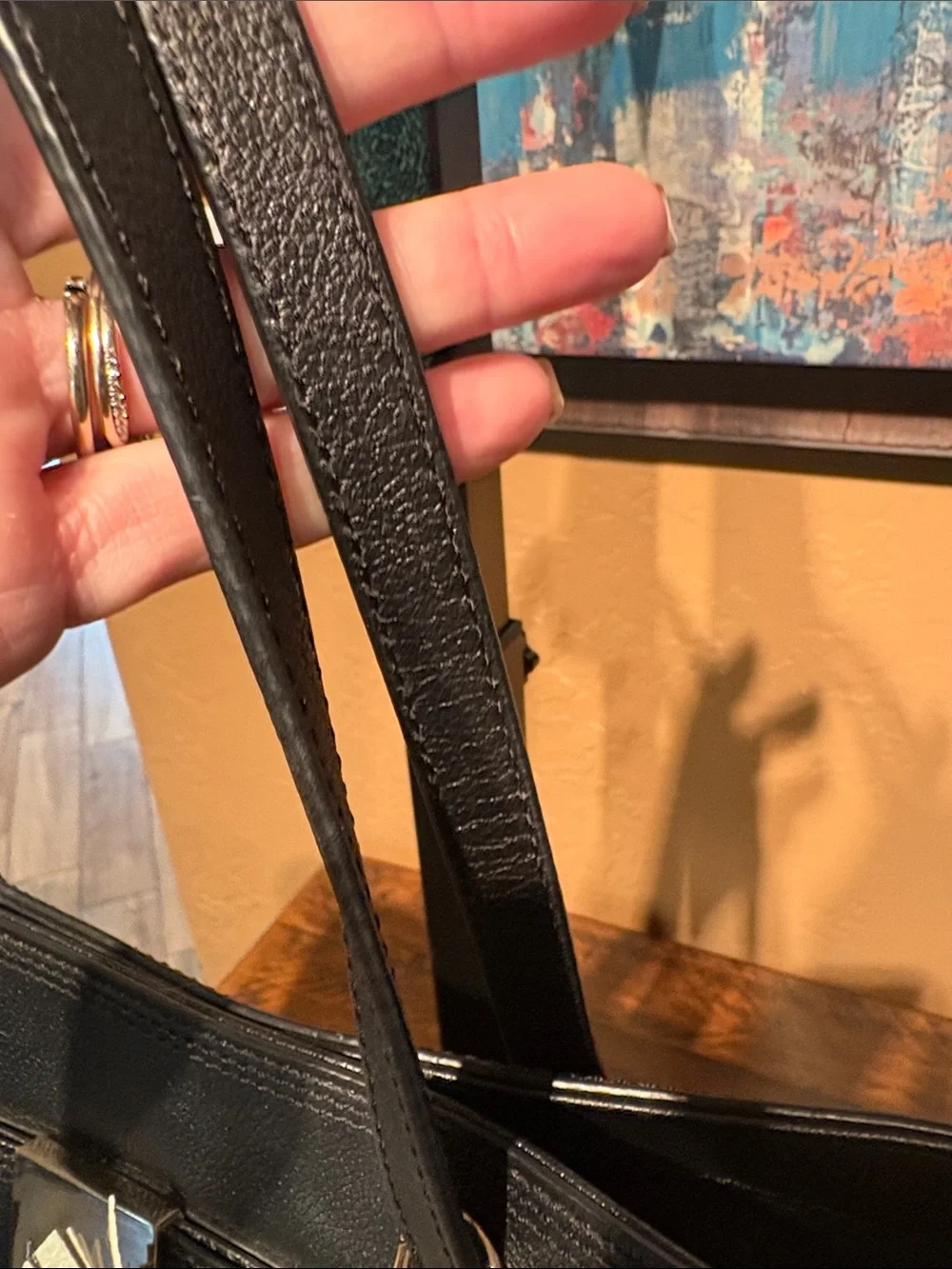 Kate Spade Quinn Villabella Ave Black Pebbled Leather Tote with Bow Accent EUC